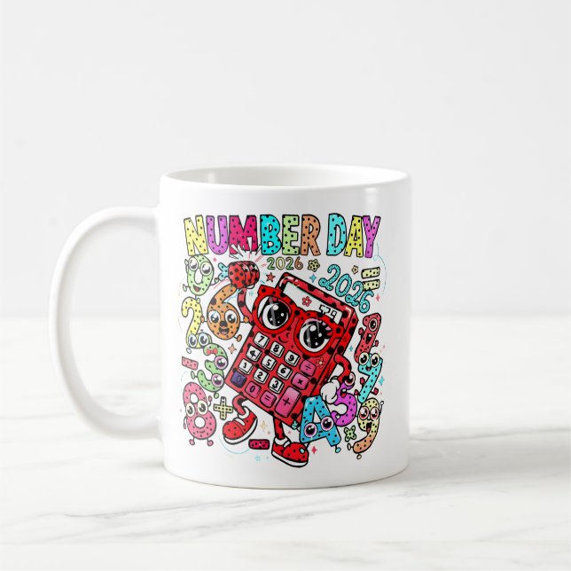 Number Day Maths Mug | Fun Calculator Character Kaffeetasse (Links)