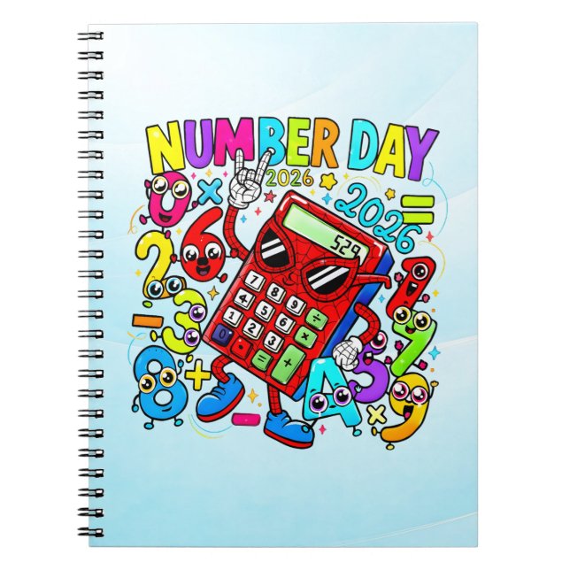Number Day Maths Notebook | Fun Colourful Numbers Notizblock (Vorderseite)