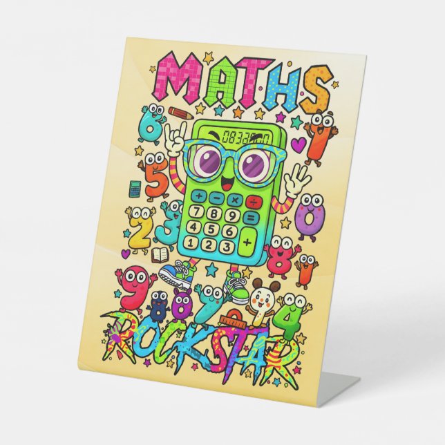 Number Day Maths Rockstar Pedestal Sign for School Sockelschild (Vorderseite)