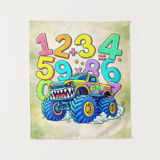 Number Day Monster Truck Math Design Wandteppich
