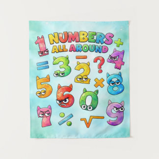 Number Day Numbers All Around Maths Banner for Sch Wandteppich