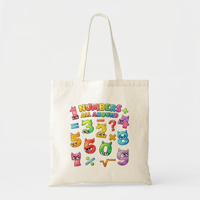 Number Day Tote Bag | Colourful Maths Numbers (Devant)