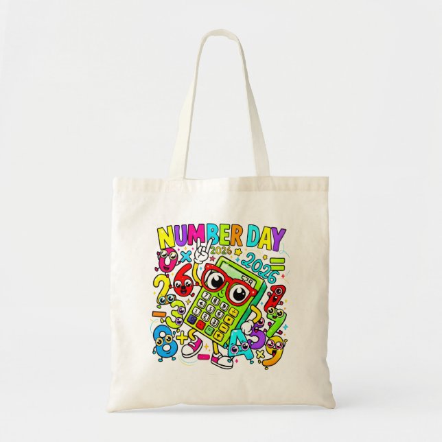 Number Day Tote Bag | Colourful Maths Numbers (Devant)
