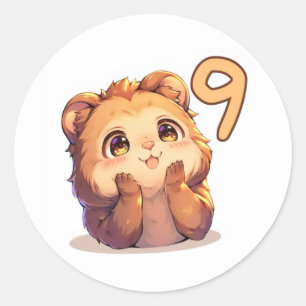 Number Nine Anime Süßes Tier Runder Aufkleber