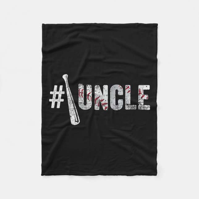 Number One Baseball Uncle Fathers Day Funny Baseba Fleecedecke (Vorderseite)