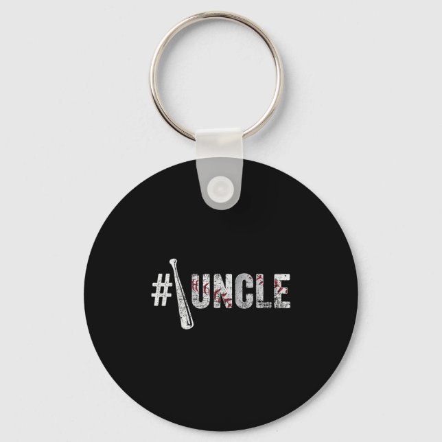 Number One Baseball Uncle Fathers Day Funny Baseba Schlüsselanhänger (Vorderseite)