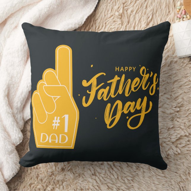 Number One Dad Foam Finger Typography Kissen (Decke)