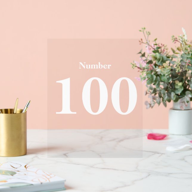 Number Simple Modern White Typografy text Acrylschild (Hochzeit)