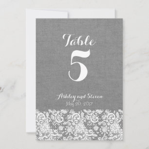 Number-Tabelle Rustic Wedding - gray burlap and la Einladung