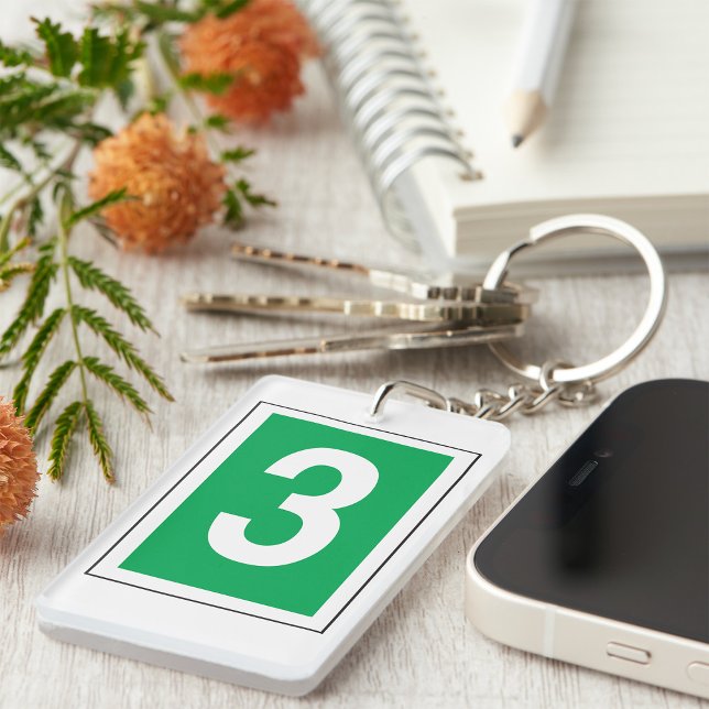 Number Three White And Green Keychain (Créateur téléchargé)