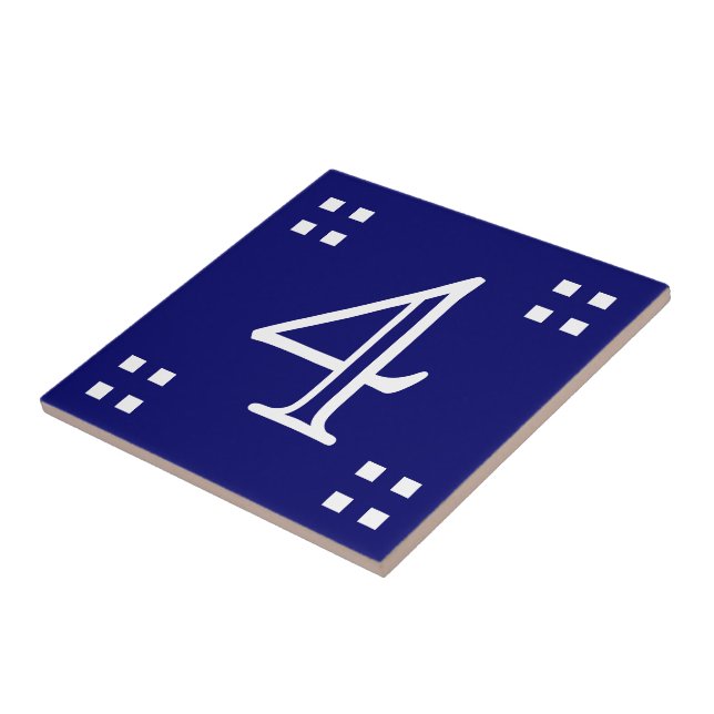 Number Tile - Handwerker White on Blue Fliese (Seite)