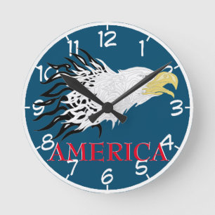 Numbered Screaming Eagle America - Round Clock Runde Wanduhr