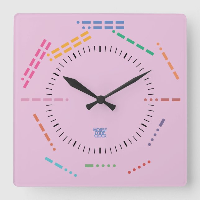 NUMBERS CODE MORSE CLOCK BY MASANSER PIXELAT QUADRATISCHE WANDUHR (Vorderseite)