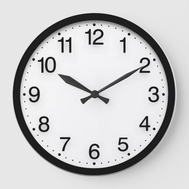 Numbers Minimalismus Schwarz-weiß Klasse Elegant Große Wanduhr (Vorderseite)