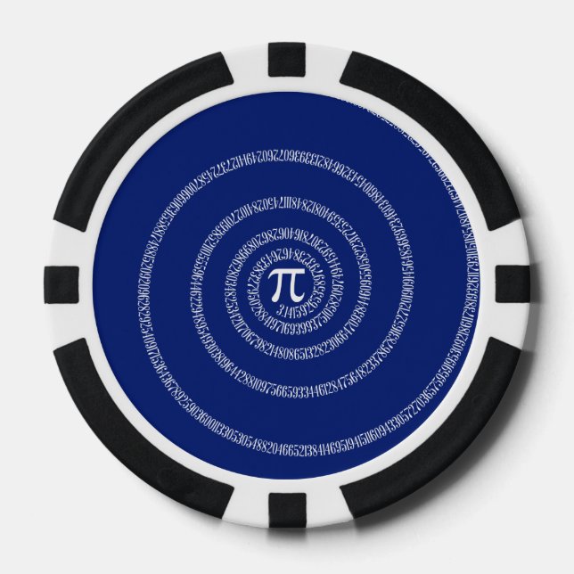 Numbers Spiral for Pi on Navy Blue Pokerchips (Vorderseite)