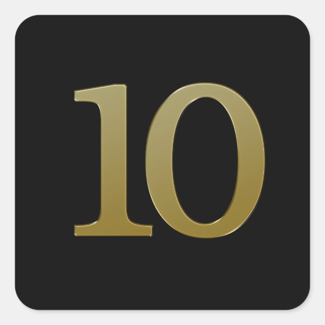 Numéro 10 Sticker Carré Or (Devant)