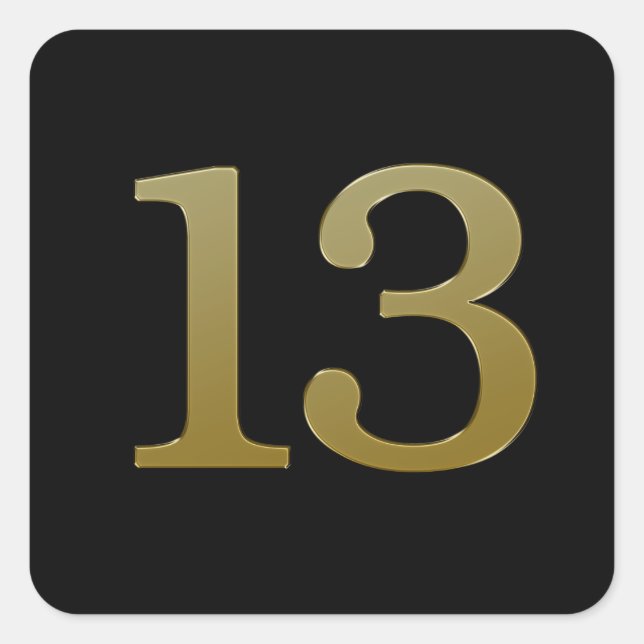 Numéro 13 Sticker Carré Or (Devant)