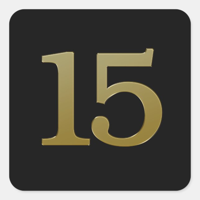 Numéro 15 Sticker Carré Or (Devant)