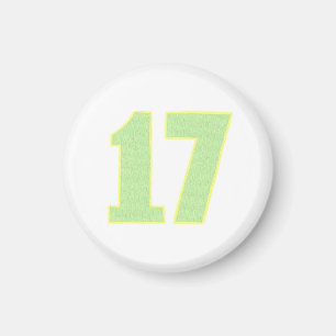 Numéro 17 aimant en vert citron et jaune