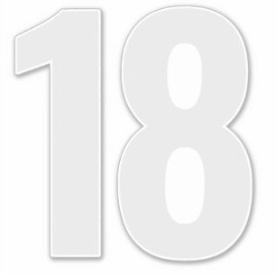 Numéro 18 Sticker gris argenté et blanc