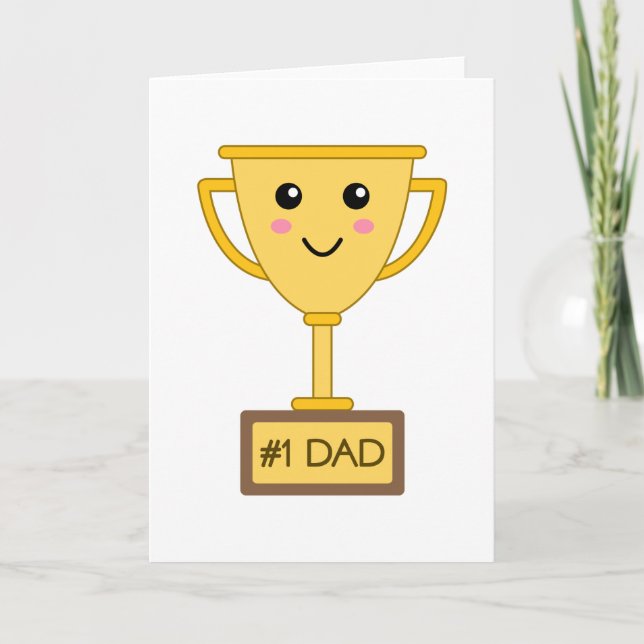 Numéro 1 Carte de Fête des pères papa mignonne Tro (Devant)