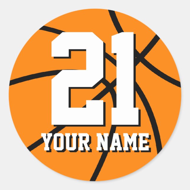 Numéro 21 autocollant de basket-ball | Nom personn (Devant)