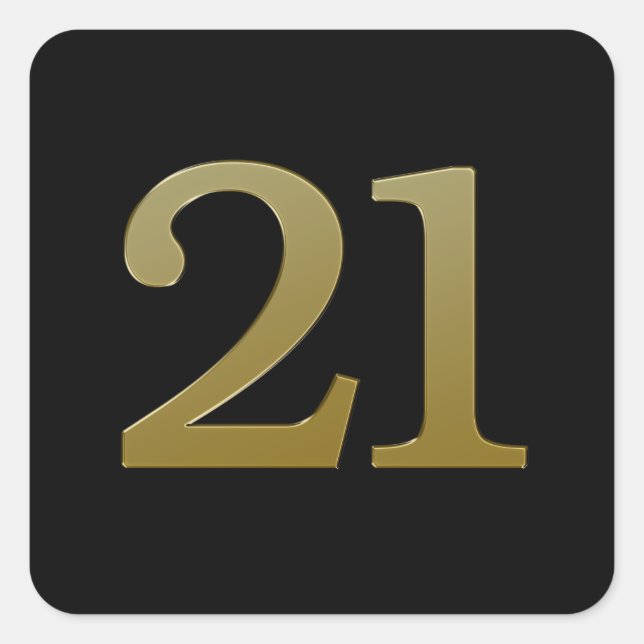 Numéro 21 Sticker Carré Or (Devant)