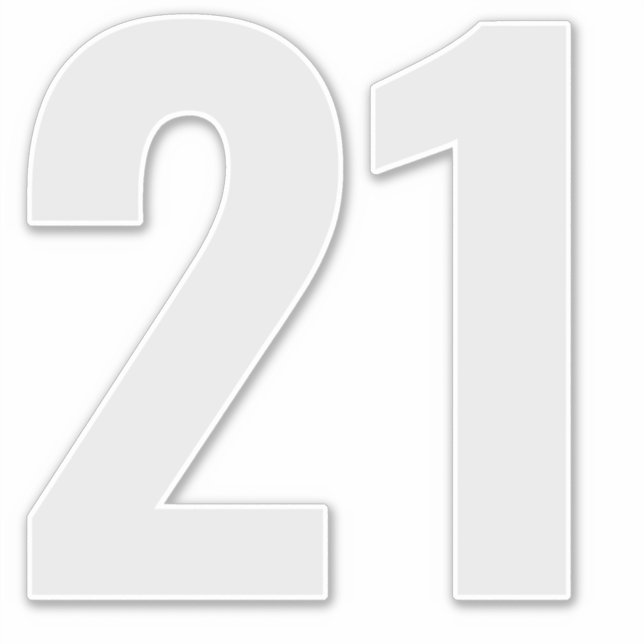 Numéro 21 Sticker gris argenté et blanc (Devant)