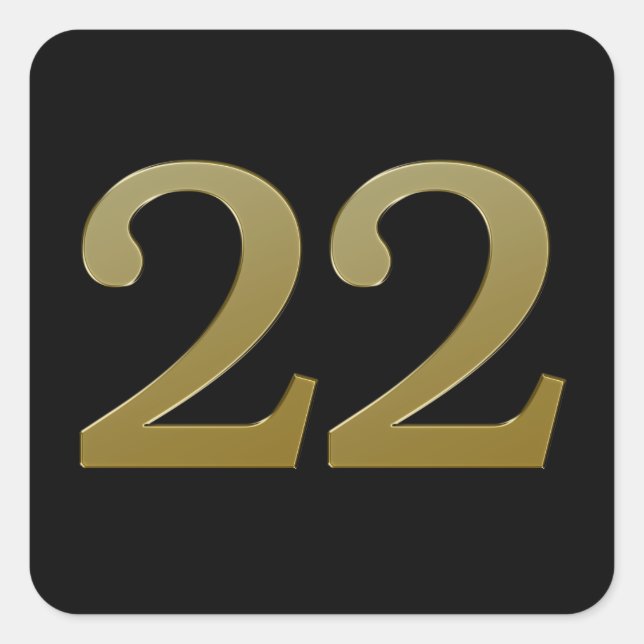Numéro 22 Sticker Carré Gold (Devant)
