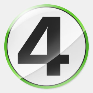 Numéro 4 autocollant vert