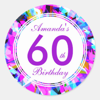 Numéro 60 - Autocollant rond d'anniversaire