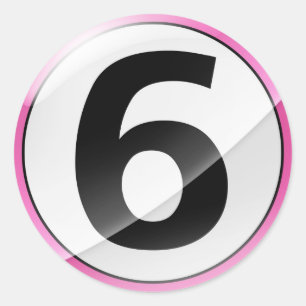 Numéro 6 autocollant rose