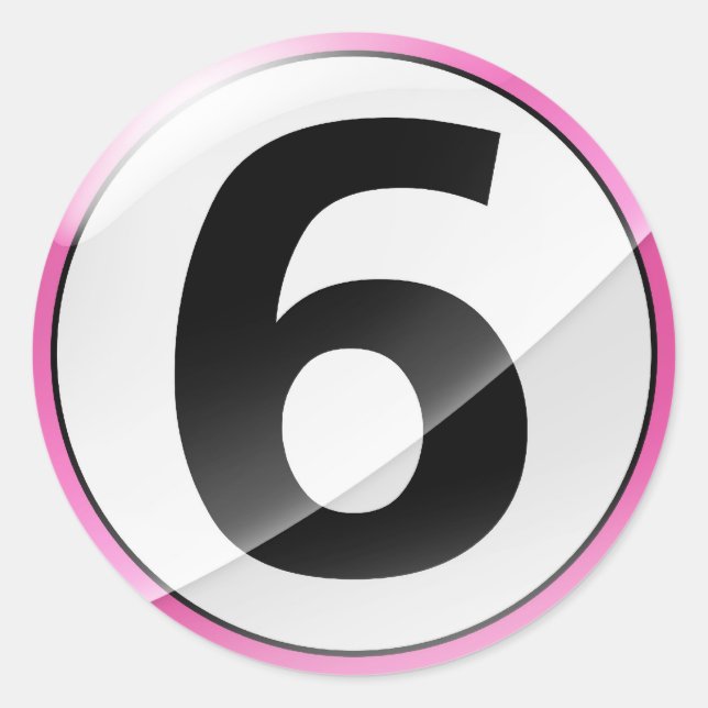 Numéro 6 autocollant rose (Devant)