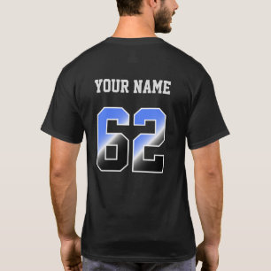 Numéro bleu personnalisé 62 T-shirt personnalisé