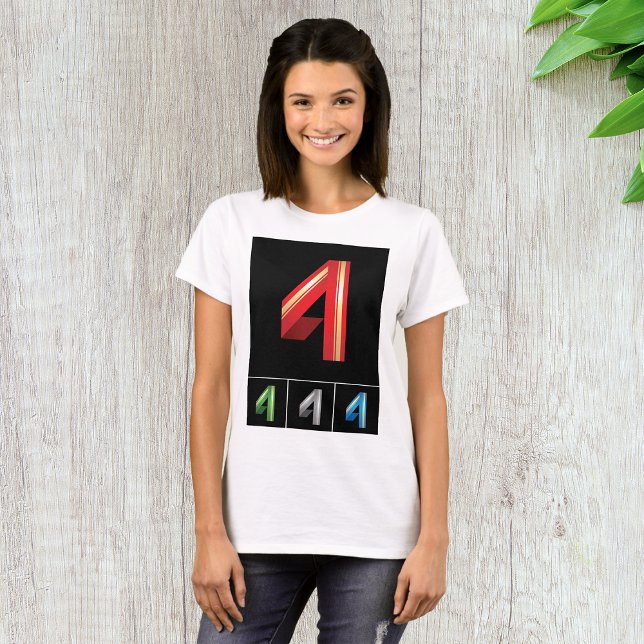 Numéro coloré Quatre T-shirt femme (Créateur téléchargé)