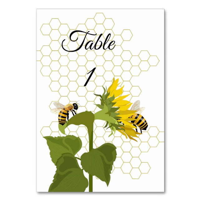 Numéro de carte de table d'abeilles et fleurs (Par défaut)