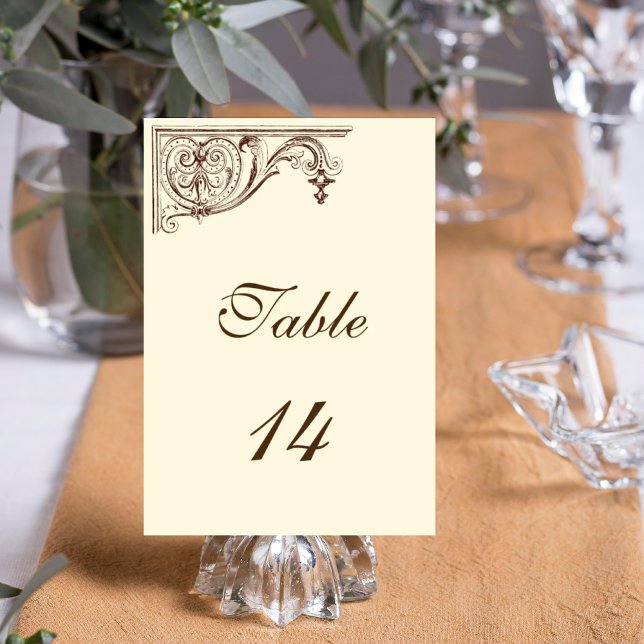 Numéro de carte de table Mariage Vintage (Créateur téléchargé)