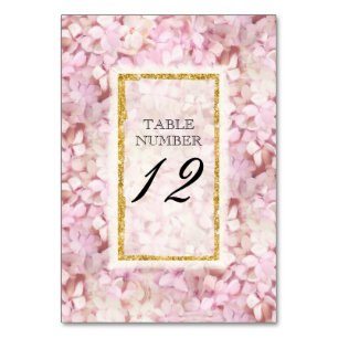 Numéro de la carte Mariage rose Hydrangea Gold Fau