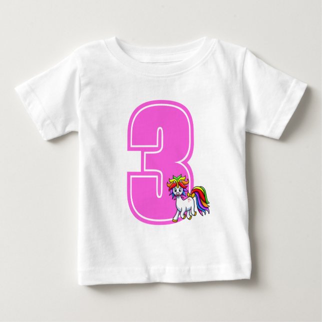 Numéro de licorne personnalisée T-shirt bébé (Devant)