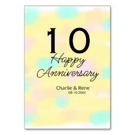 Numéro De Table 10 wedding anniversary yellow pastel name retro bo