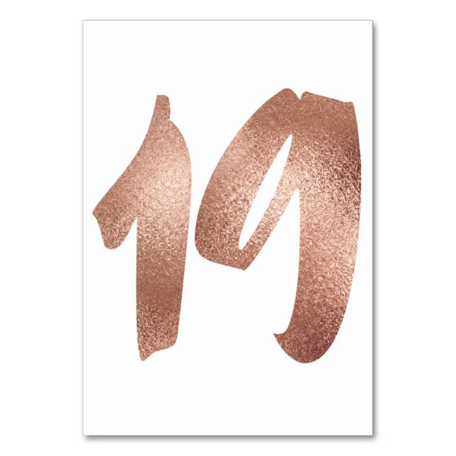 Numéro De Table 19 Numéro de tableau Blanc Métallique Rose Or (Par défaut)