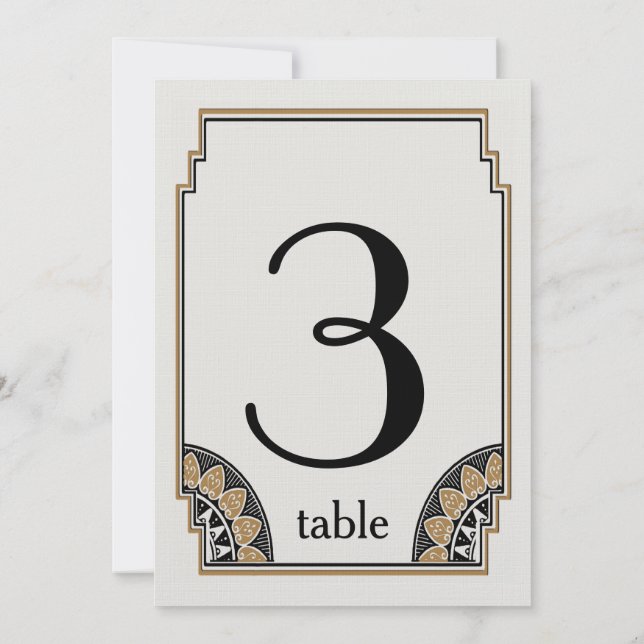 Numéro de table 3 Posh Or Art Déco (Dos)