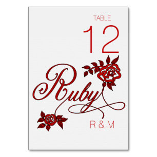 Numéro De Table 40e anniversaire de rubis avec initiales