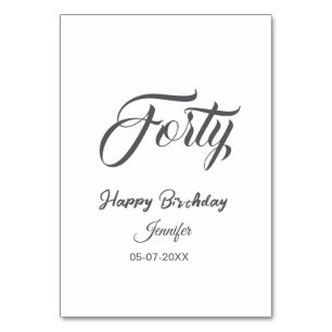 Numéro De Table 40e quarantième lettre anniversaire ajouter nom da