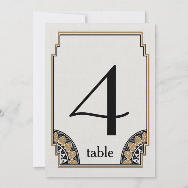 Numéro de table 4 en or Art Déco (Dos)