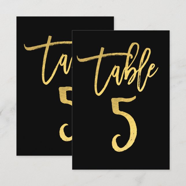 Numéro de table 5 en écriture moderne avec feuille (Devant / Derrière)