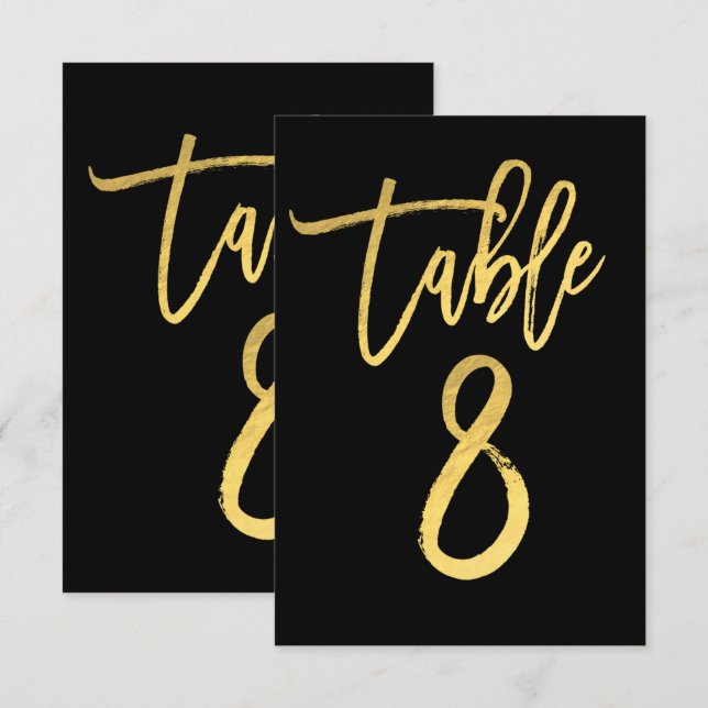 Numéro de table 8 à motif feuille d'or élégant et  (Devant / Derrière)
