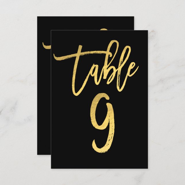 Numéro de table 9 à motif feuille d'or élégant et  (Devant / Derrière)