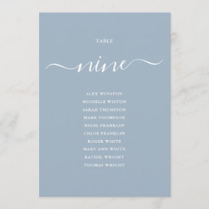 Numéro de table 9 graphique de placement en écritu