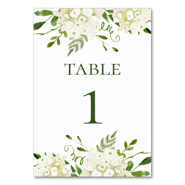 Numéro de table à aquarelle florale d'hydrangea bl (Par défaut)